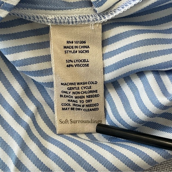 Soft Surroundings Blue & White Striped Button Front Dolman Shirt Size M - Picture 6 of 6